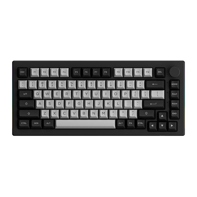 Teclado Mecanico Gamer Akko 5075B PLUS-S Dracula Castle, RGB, Bluetooth, Preto e Cinza, Switch Cream Yellow, AKKO-5075B-PLUS-S