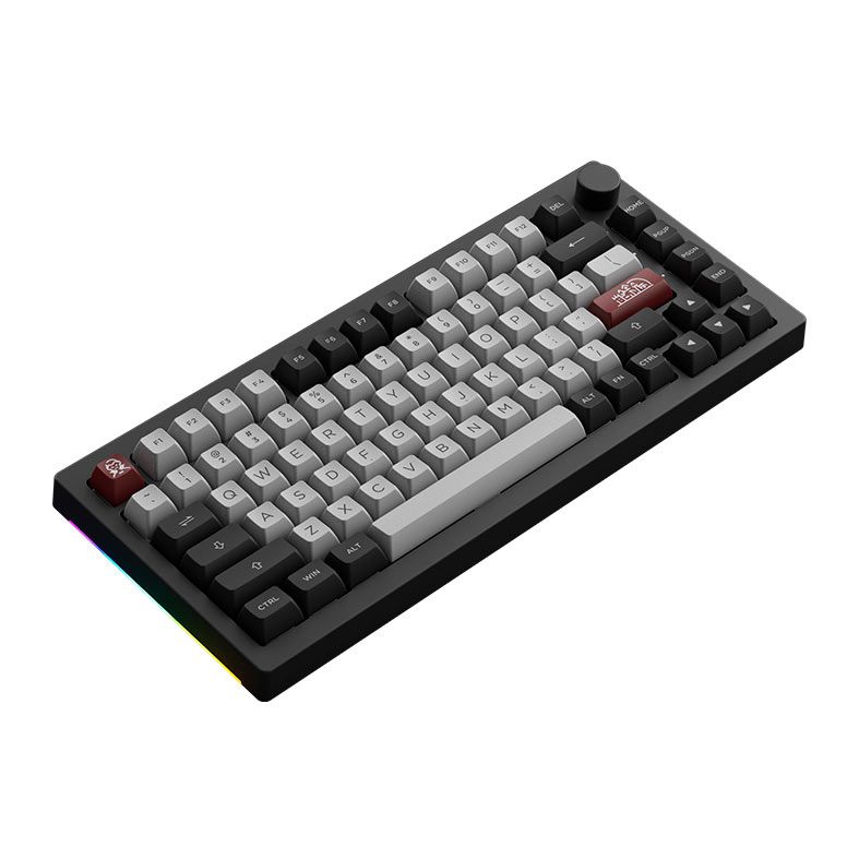 Teclado Mecanico Gamer Akko 5075B PLUS-S Dracula Castle, RGB, Bluetooth, Preto e Cinza, Switch Cream Yellow, AKKO-5075B-PLUS-S