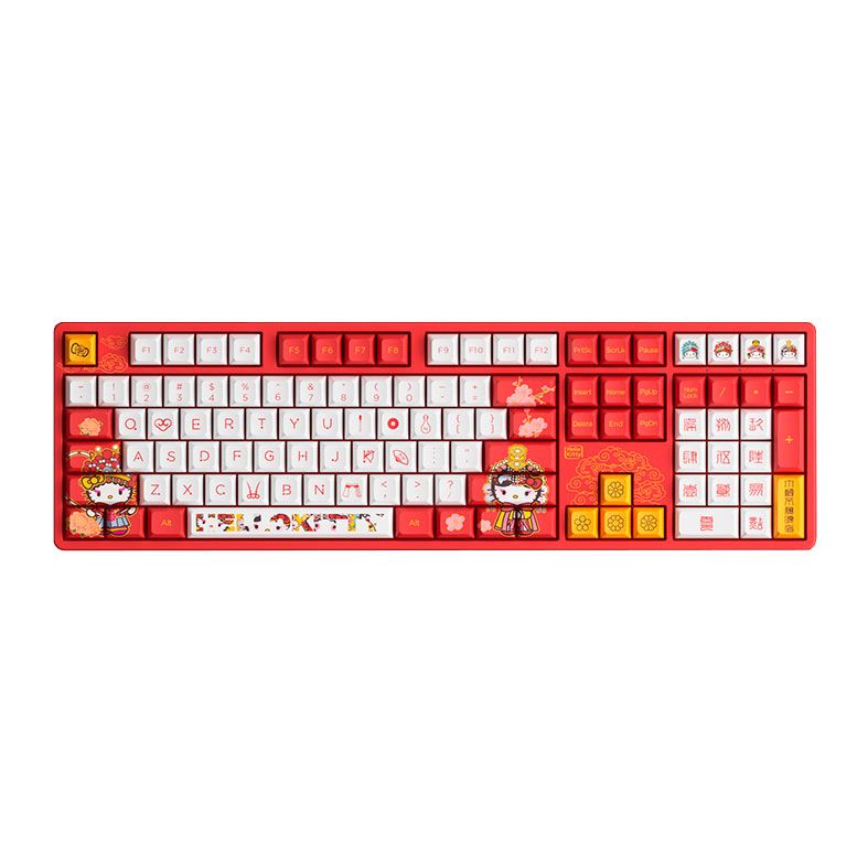 Teclado Mecanico Gamer Akko 5108S Hello Kitty CS, RGB, Switch Akko Sakura, Branco e Vermelho, AKKO-5108S-HELLOK-B