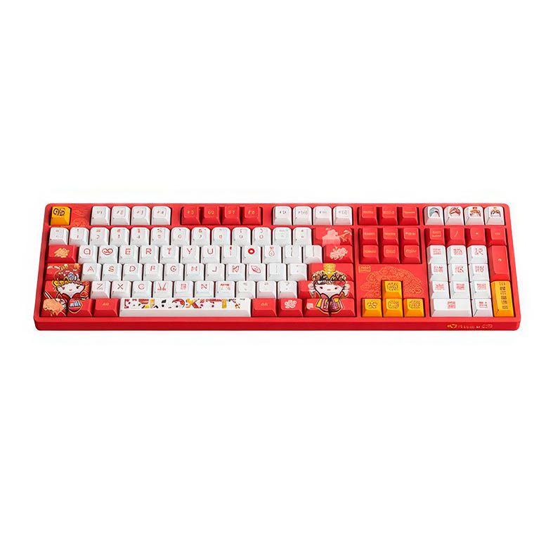 Teclado Mecanico Gamer Akko 5108S Hello Kitty X TTC, RGB, Switch Akko Princess, Branco e Vermelho, AKKO-5108S-HELLOK-TTC