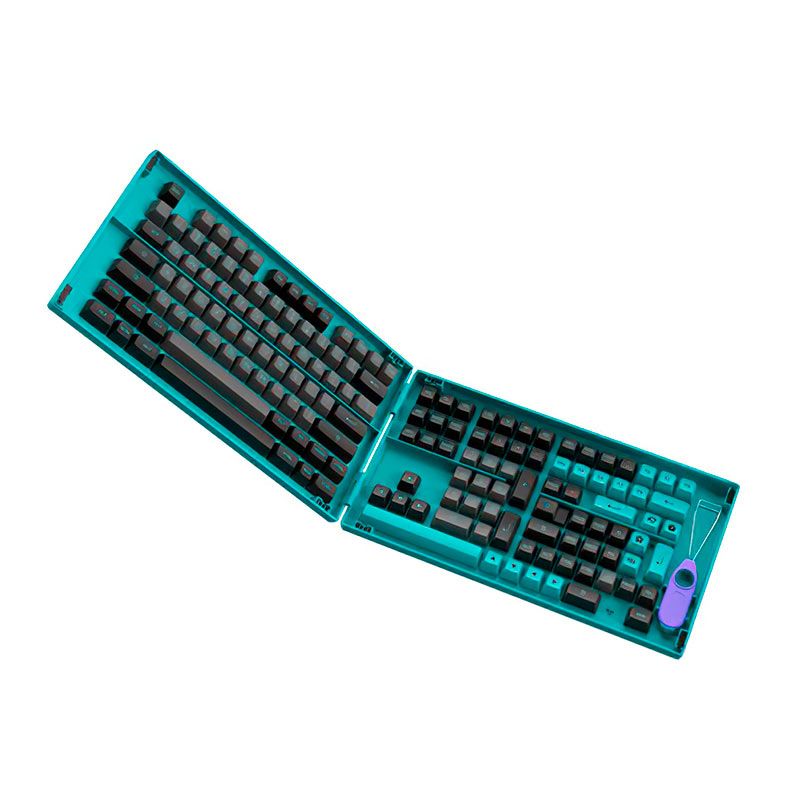 Conjunto de Teclas Akko ASA Profile, PBT Double Shot, Black e  Cyan, AKKO-KEYCAP-BC