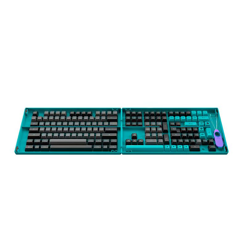 Conjunto de Teclas Akko ASA Profile, PBT Double Shot, Black e  Cyan, AKKO-KEYCAP-BC