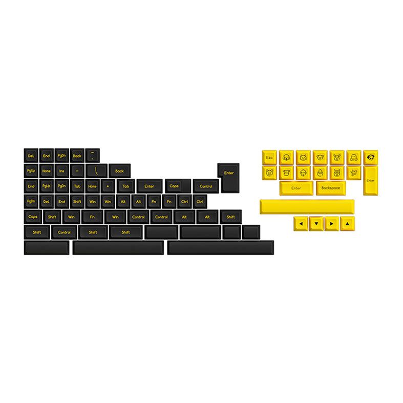 Conjunto de Teclas Akko SAL Profile, ABS Double Shot, Black e Gold, AKKO-KEYCAP-BK-GOLD