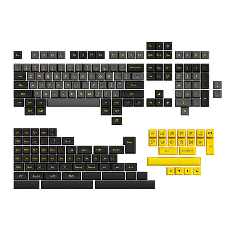 Conjunto de Teclas Akko SAL Profile, ABS Double Shot, Black e Gold, AKKO-KEYCAP-BK-GOLD