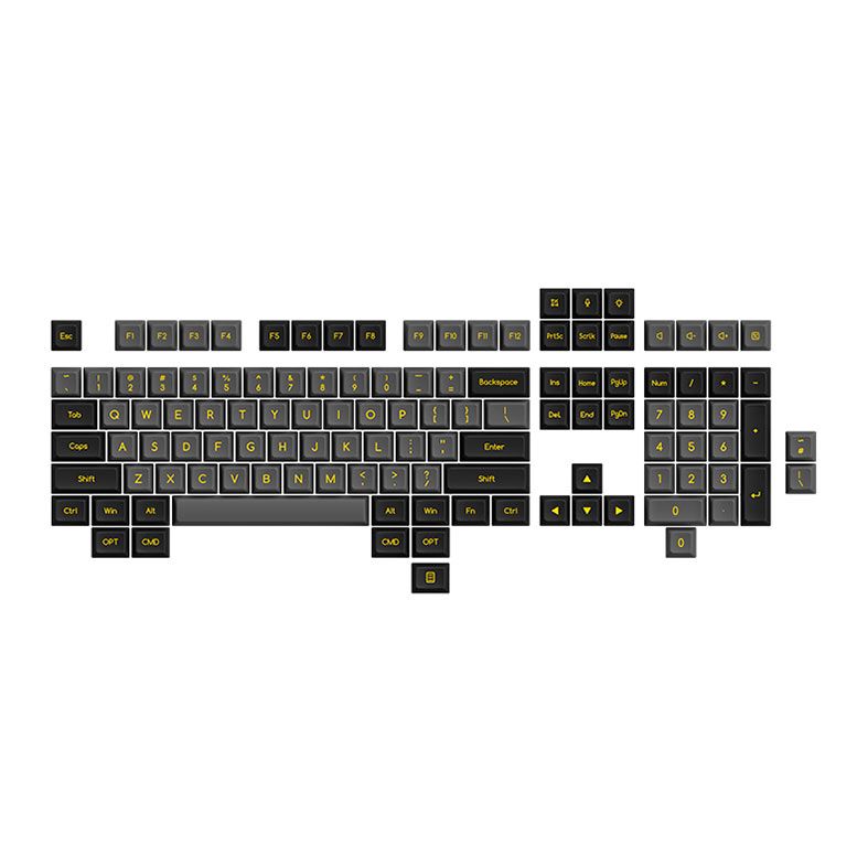 Conjunto de Teclas Akko SAL Profile, ABS Double Shot, Black e Gold, AKKO-KEYCAP-BK-GOLD