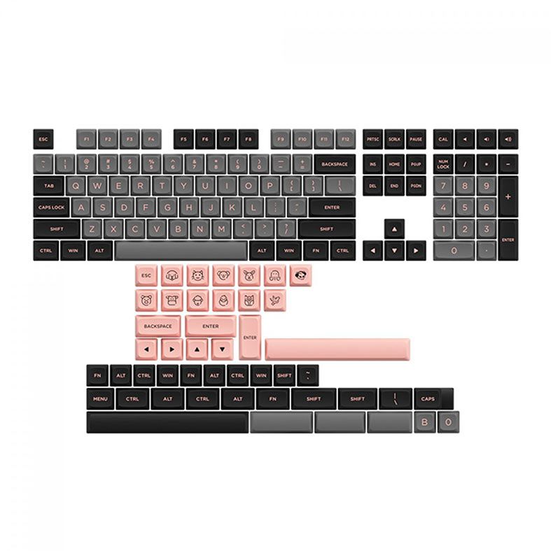 Conjunto de Teclas Akko ASA Profile, PBT Double Shot, Black e Pink, AKKO-KEYCAP-BK-PK