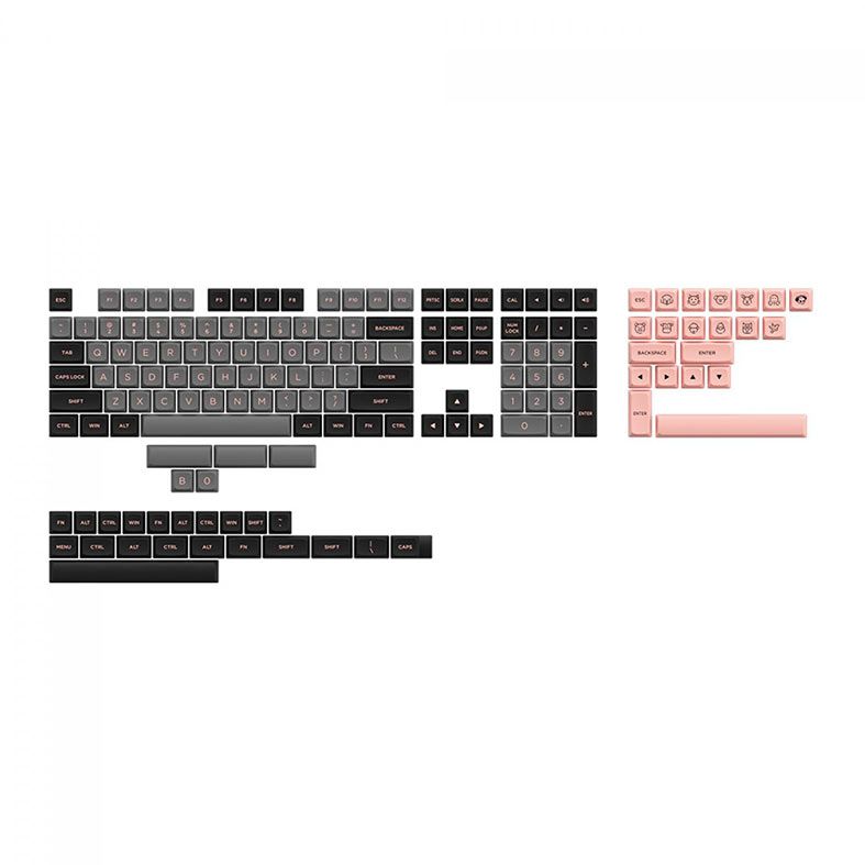 Conjunto de Teclas Akko ASA Profile, PBT Double Shot, Black e Pink, AKKO-KEYCAP-BK-PK