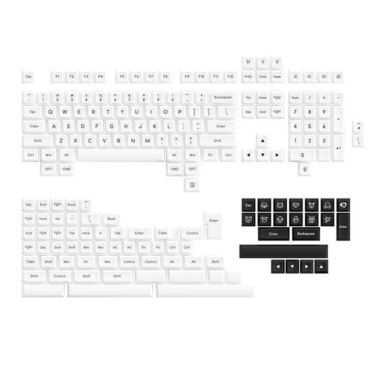 Conjunto de Teclas Akko SAL Profile, ABS Double Shot, Black On White, AKKO-KEYCAP-BLK-ON-WHT