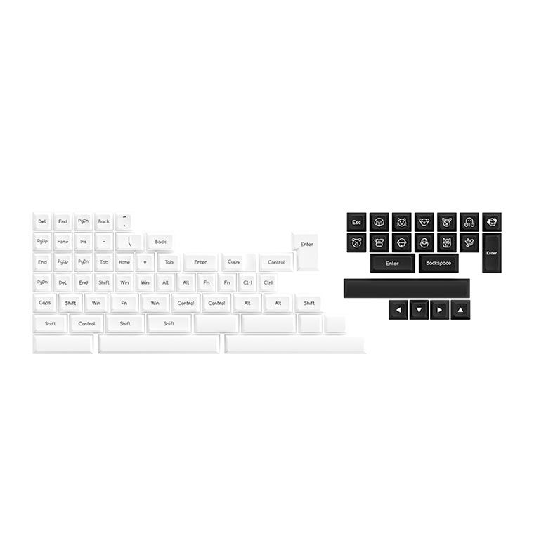 Conjunto de Teclas Akko SAL Profile, ABS Double Shot, Black On White, AKKO-KEYCAP-BLK-ON-WHT