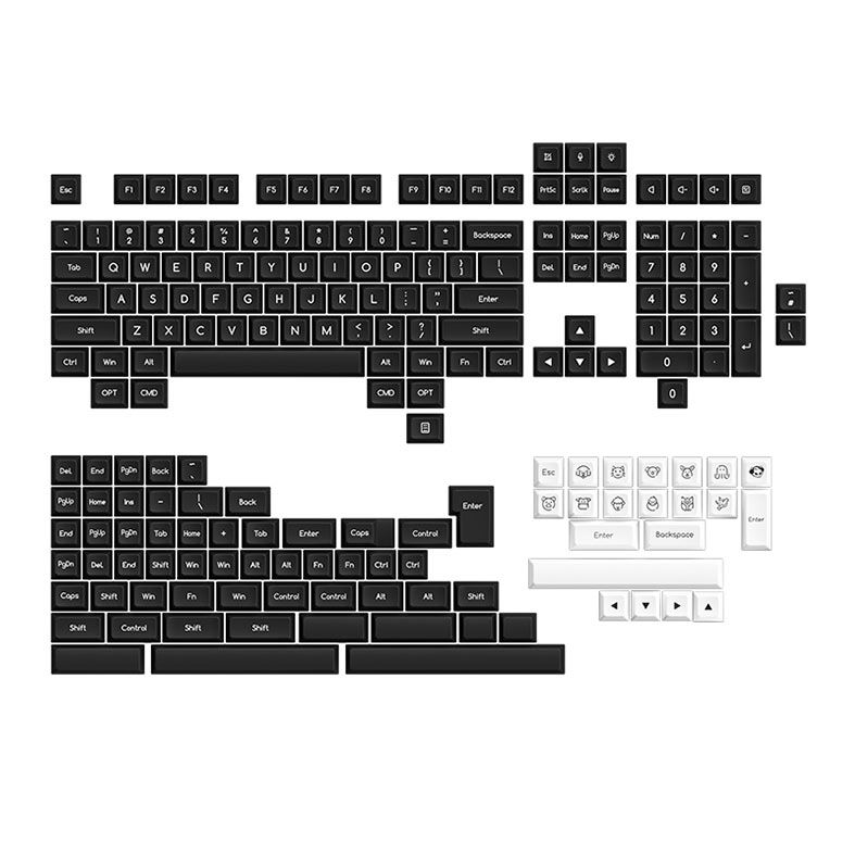 Conjunto de Teclas Akko SAL Profile, ABS Double Shot, Black On White, AKKO-KEYCAP-BONW
