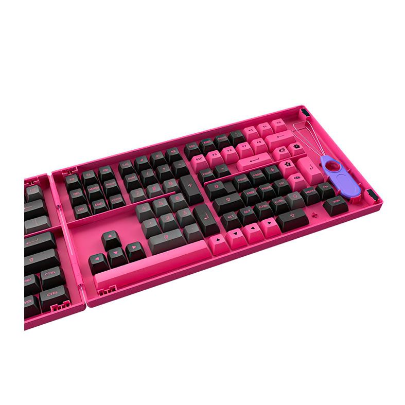 Conjunto de Teclas Akko ASA Profile, PBT Double Shot, Black e Rose, AKKO-KEYCAP-BR
