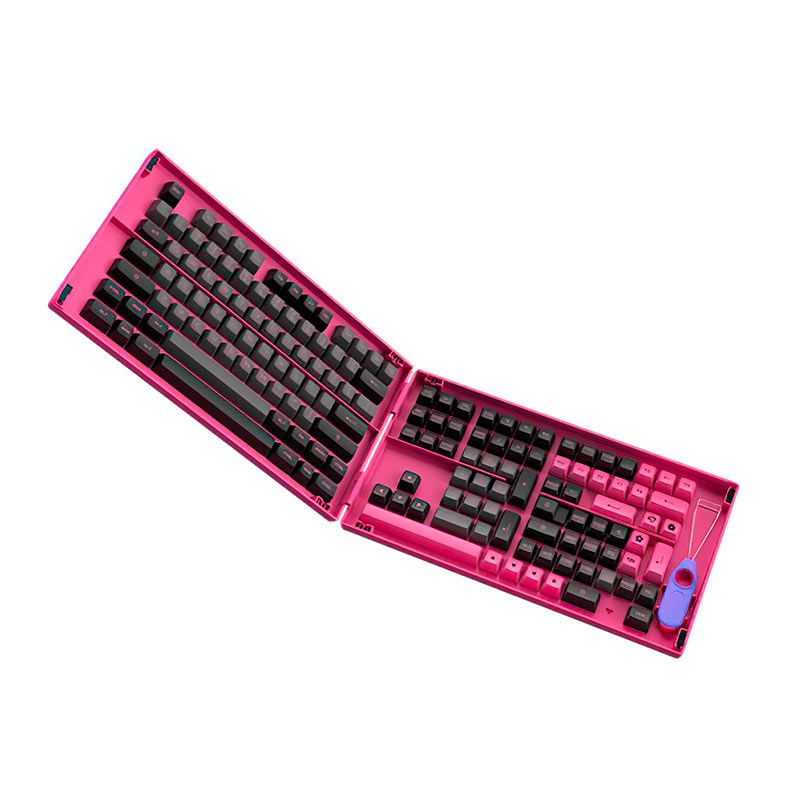 Conjunto de Teclas Akko ASA Profile, PBT Double Shot, Black e Rose, AKKO-KEYCAP-BR