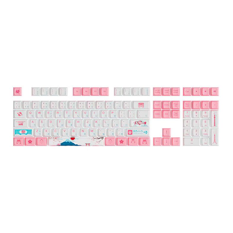 Conjunto de Teclas Akko OSA, PBT Double Shot, Branco e Rosa, AKKO-KEYCAP-BRS