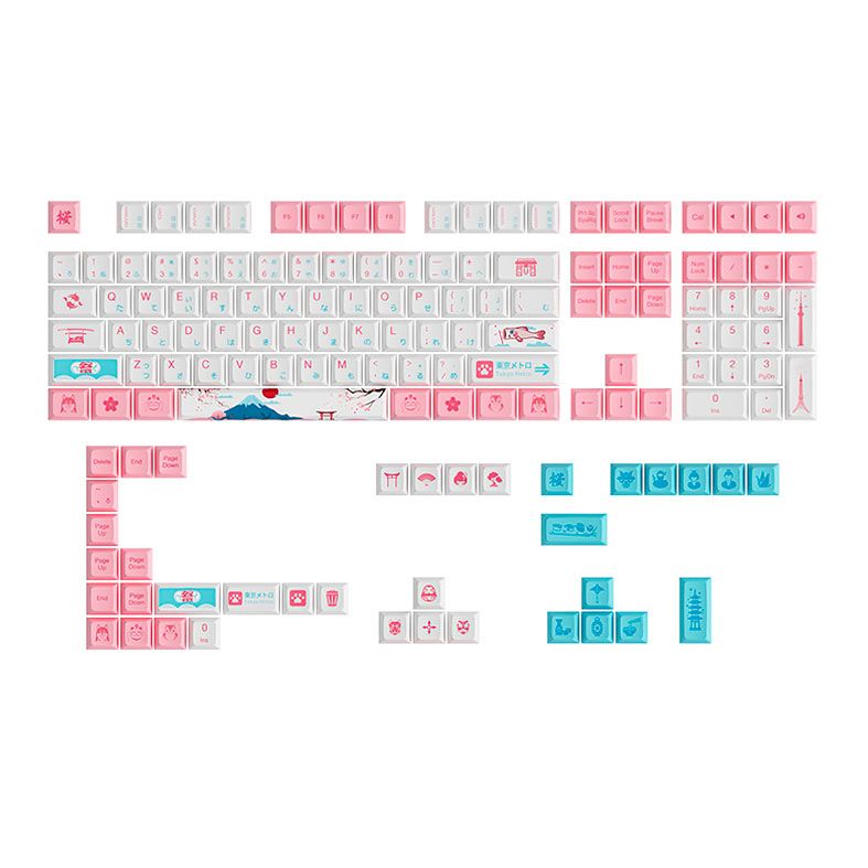 Conjunto de Teclas Akko OSA, PBT Double Shot, Branco e Rosa, AKKO-KEYCAP-BRS