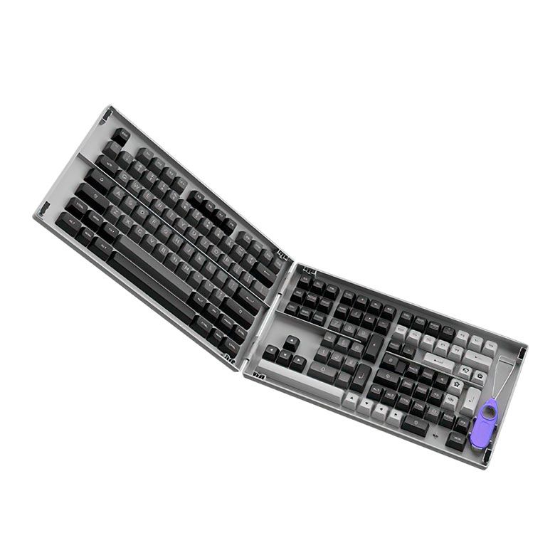 Conjunto de Teclas Akko ASA Profile, PBT Double Shot, Black e Silver, AKKO-KEYCAP-BS