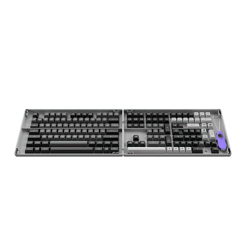 Conjunto de Teclas Akko ASA Profile, PBT Double Shot, Black e Silver, AKKO-KEYCAP-BS