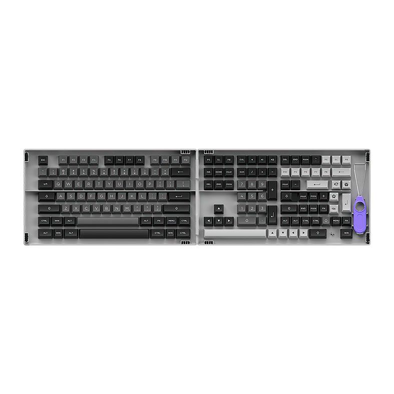 Conjunto de Teclas Akko ASA Profile, PBT Double Shot, Black e Silver, AKKO-KEYCAP-BS