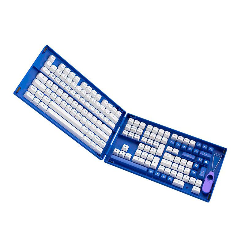 Conjunto de Teclas Akko ASA Profile, PBT Double Shot, Azul e Branco, AKKO-KEYCAP-BW