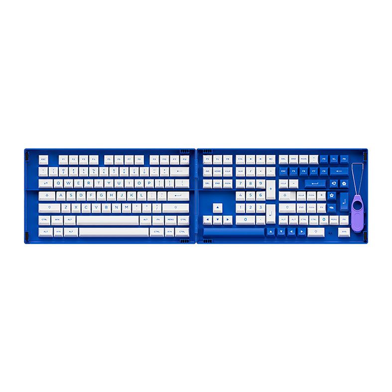 Conjunto de Teclas Akko ASA Profile, PBT Double Shot, Azul e Branco, AKKO-KEYCAP-BW