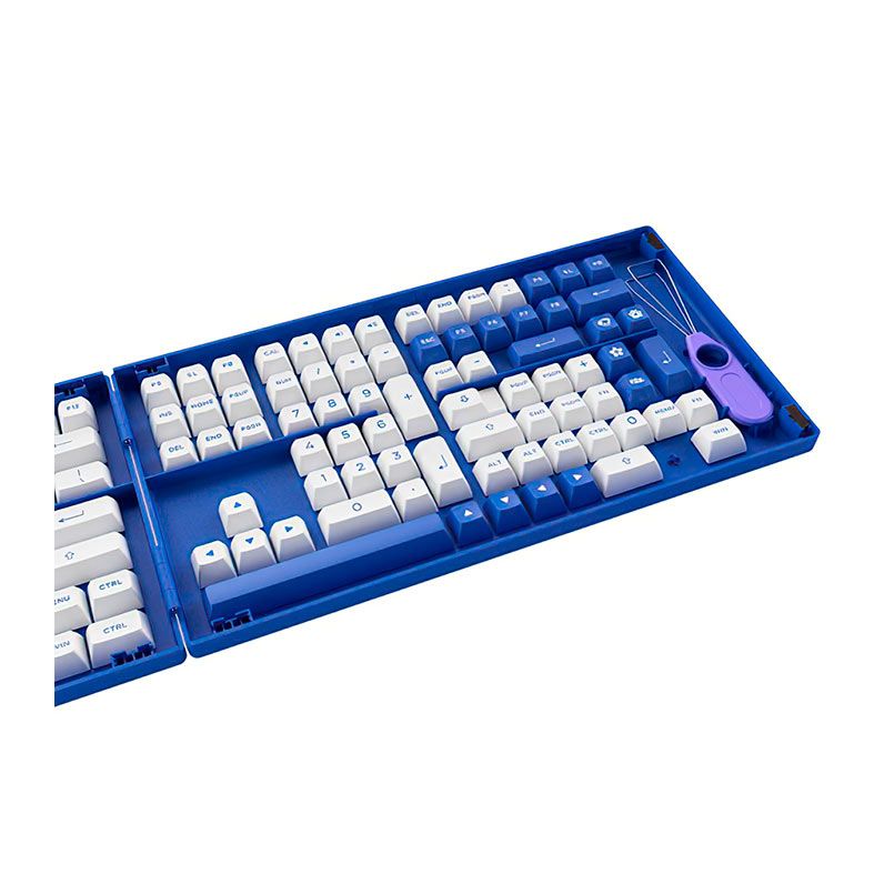 Conjunto de Teclas Akko ASA Profile, PBT Double Shot, Azul e Branco, AKKO-KEYCAP-BW