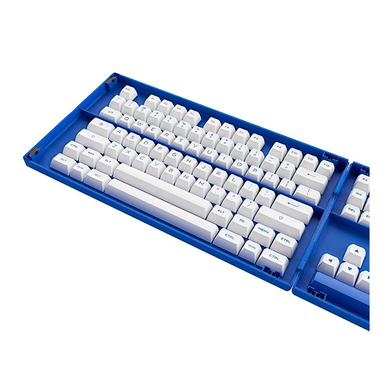 Conjunto de Teclas Akko ASA Profile, PBT Double Shot, Azul e Branco, AKKO-KEYCAP-BW