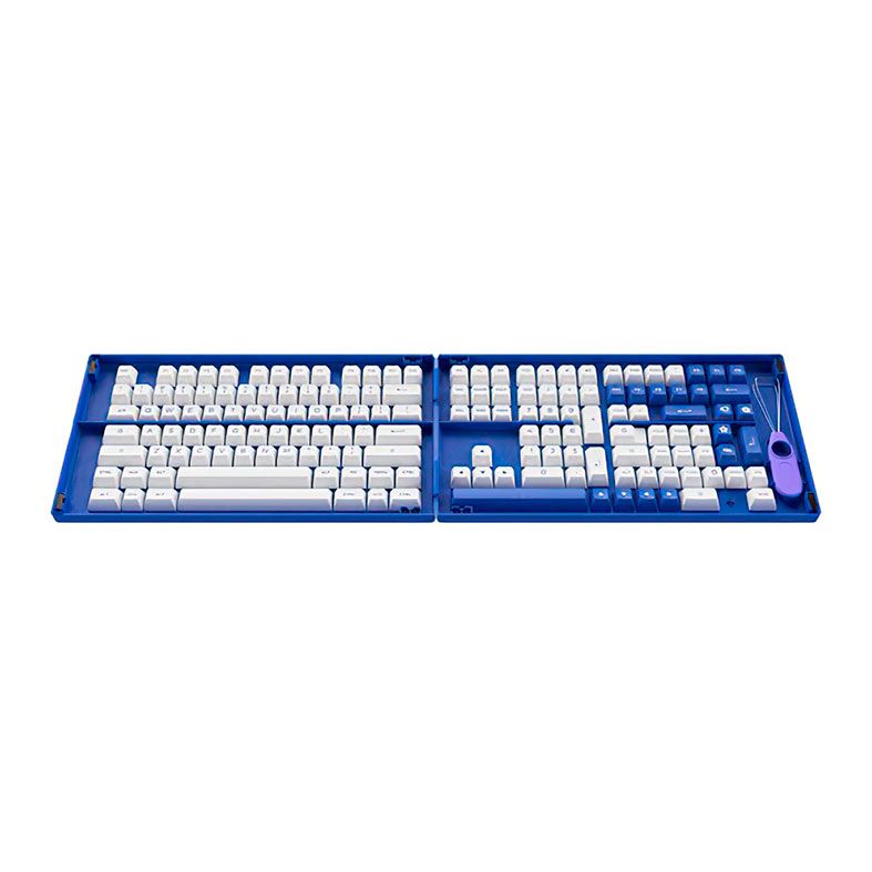 Conjunto de Teclas Akko ASA Profile, PBT Double Shot, Azul e Branco, AKKO-KEYCAP-BW