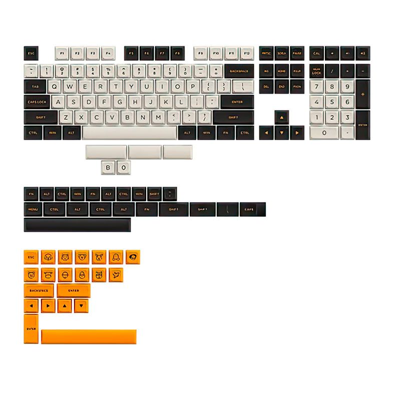 Conjunto de Teclas Akko ASA Profile, PBT Double Shot, Carbon Retro, AKKO-KEYCAP-CARBON