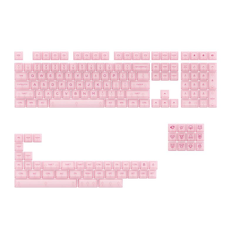 Conjunto de Teclas Akko ASA Profile, Clear Keycaps, Pink, AKKO-KEYCAP-CLEAR-PINK