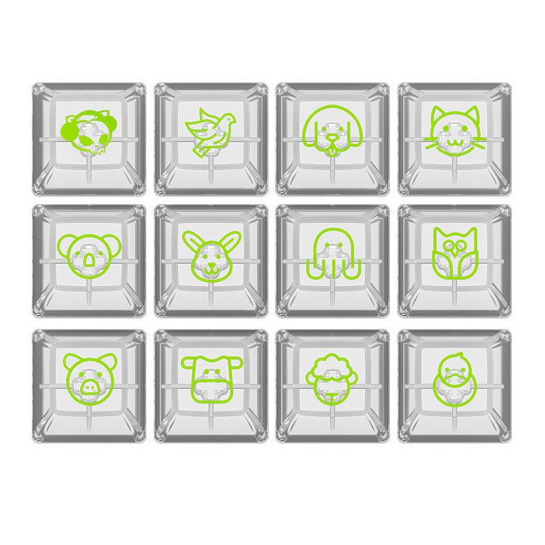 Conjunto de Teclas Akko ASA Profile, Clear Keycaps, White e Green, AKKO-KEYCAP-CLEAR-WHGR