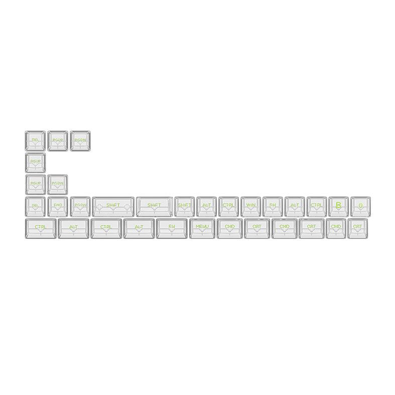 Conjunto de Teclas Akko ASA Profile, Clear Keycaps, White e Green, AKKO-KEYCAP-CLEAR-WHGR