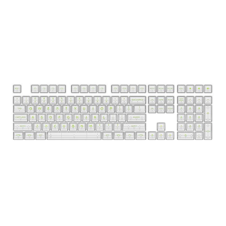 Conjunto de Teclas Akko ASA Profile, Clear Keycaps, White e Green, AKKO-KEYCAP-CLEAR-WHGR