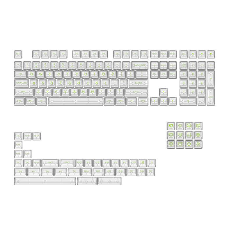 Conjunto de Teclas Akko ASA Profile, Clear Keycaps, White e Green, AKKO-KEYCAP-CLEAR-WHGR