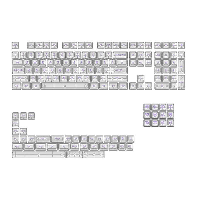 Conjunto de Teclas Akko ASA Profile, Clear Keycaps, White e Purple, AKKO-KEYCAP-CLEAR-WHPK