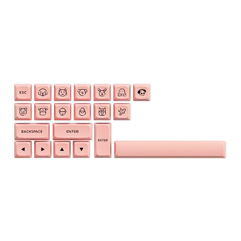 Conjunto de Teclas Akko ASA Low Profile, PBT Double Shot, Preto e Rosa, AKKO-KEYCAP-RS