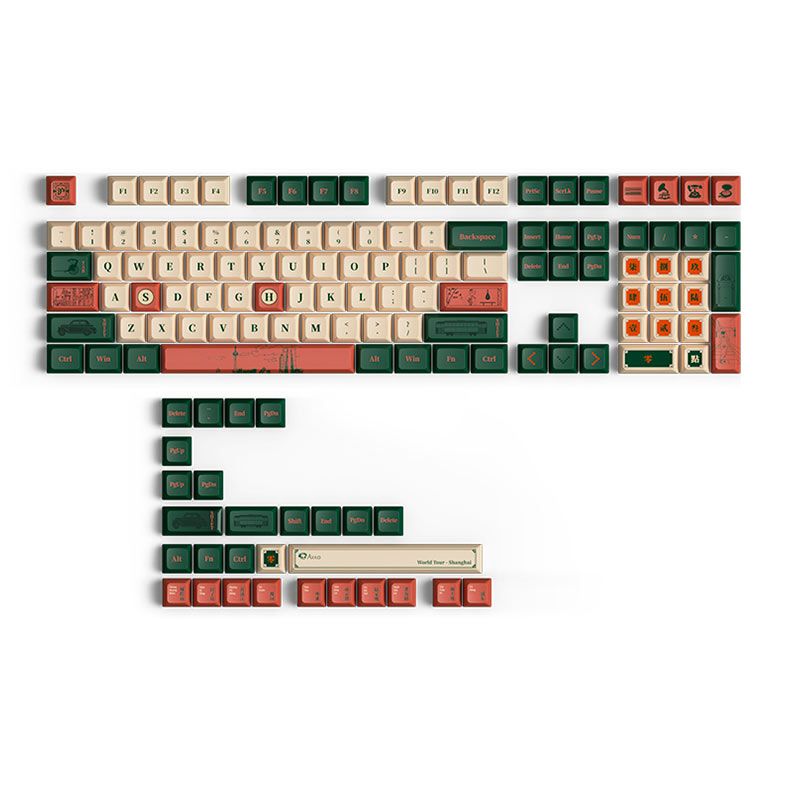 Conjunto de Teclas Akko JDA Profile, PBT Dye Sub, World Tour Shanghai, AKKO-KEYCAP-SHANGHAI