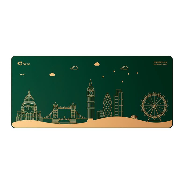 Mousepad Akko World Tour London, Extra Grande, 900x400x4mm, verde, AKKO-LONDON-WT