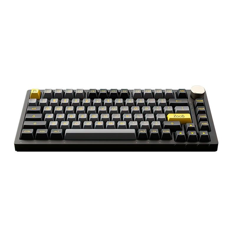 Teclado Mecanico Gamer Akko PC75B Plus Multi Modes, RGB, Switch Akko Crystal, Black e Gold, AKKO-PC75B-PLUS-BKGD