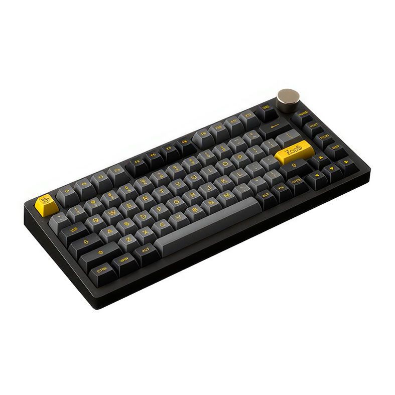 Teclado Mecanico Gamer Akko PC75B Plus Multi Modes, RGB, Switch Akko Crystal, Black e Gold, AKKO-PC75B-PLUS-BKGD