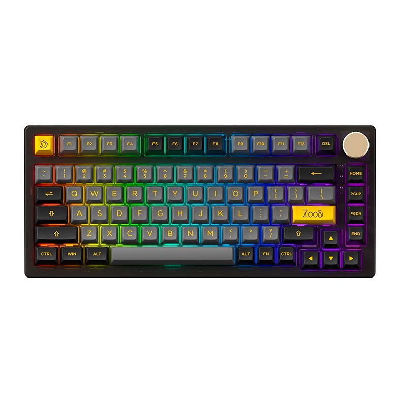 Teclado Mecanico Gamer Akko PC75B Plus Multi Modes, RGB, Switch Akko Crystal, Black e Gold, AKKO-PC75B-PLUS-BKGD