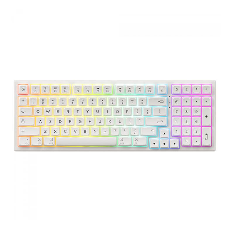 Teclado Mecanico Gamer Akko PC98B Plus Multi Modes, RGB, Switch Akko Air, Branco, AKKO-PC98B-PLUS-WH