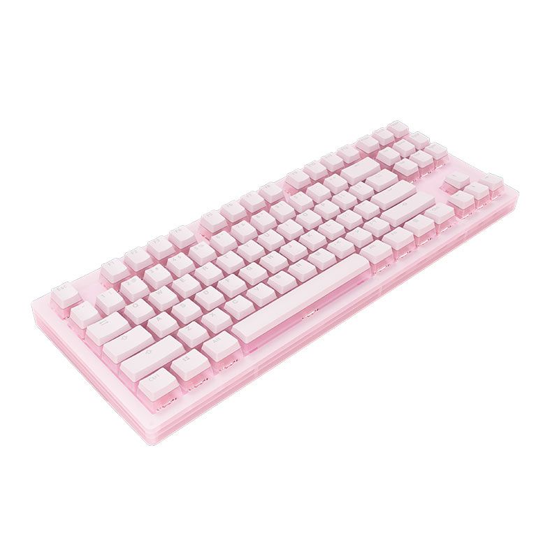 Teclado Mecanico Gamer Akko Sakura Jelly, RGB, Switch Gateron Yellow, Rosa, AKKO-SAKURA-AM