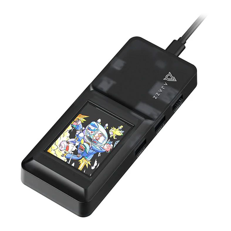 PRE VENDA - Adaptador Ajazz Hub 8 em 1, Com Display, Preto, AKP01E-BLACK