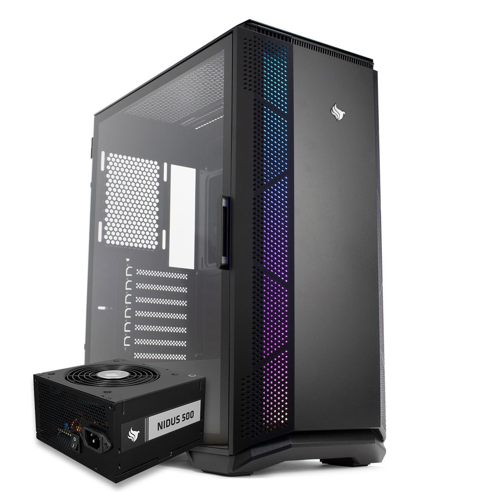 Pichau Kit Upgrade, Gabinete Gamer Pichau Alcor Preto + Fonte Pichau Nidus 500W PG-5001-BR-OEM