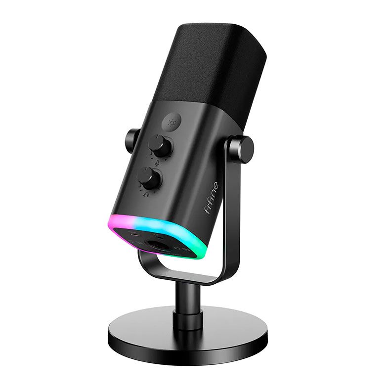 Microfone Dinamico Fifine AM8, RGB, USB/XLR, Preto, AM8-BLK
