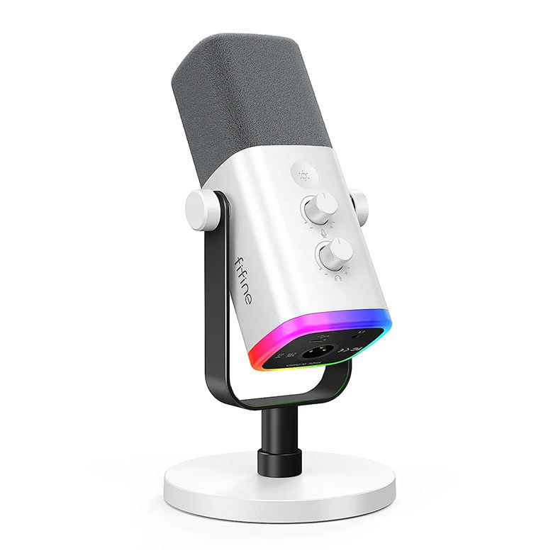 Microfone Dinamico Fifine AM8, RGB, USB/XLR, Branco, AM8-WTH