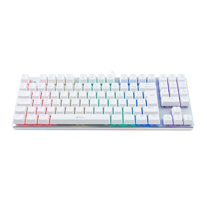 Teclado Mecanico Gamer A+ Plus Tech Barak, Rainbow, ABNT2, Switch Marrom, USB, Branco, AP-KB-3882W