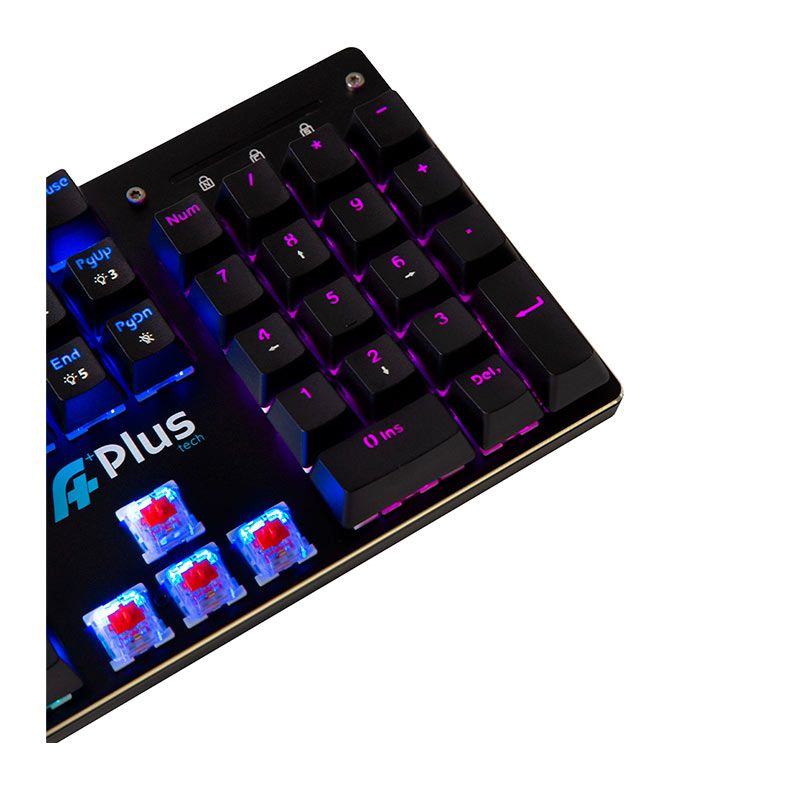 Teclado Mecanico Gamer A+ Plus Tech Khan, Rainbow, ABNT2, Switch Vermelho, USB, Preto, AP-KB-3991
