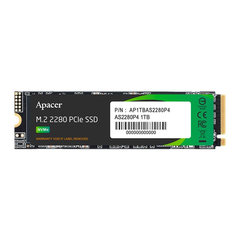 SSD Apacer AS2280P4, 1TB, M.2 2280 PCIe NVMe, Leitura 3000MB/s, Gravacao 2000MB/s, AP1TBAS2280P4-1