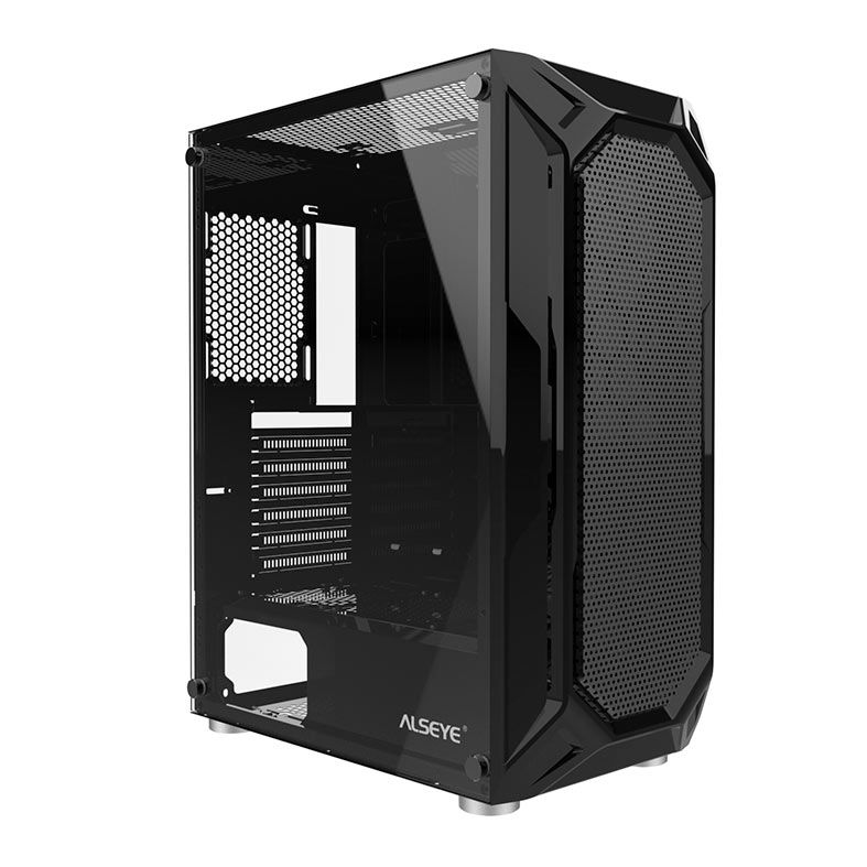 Gabinete Gamer Alseye Aqua, Mid-Tower, Lateral de Vidro, Preto, AQUA-BK