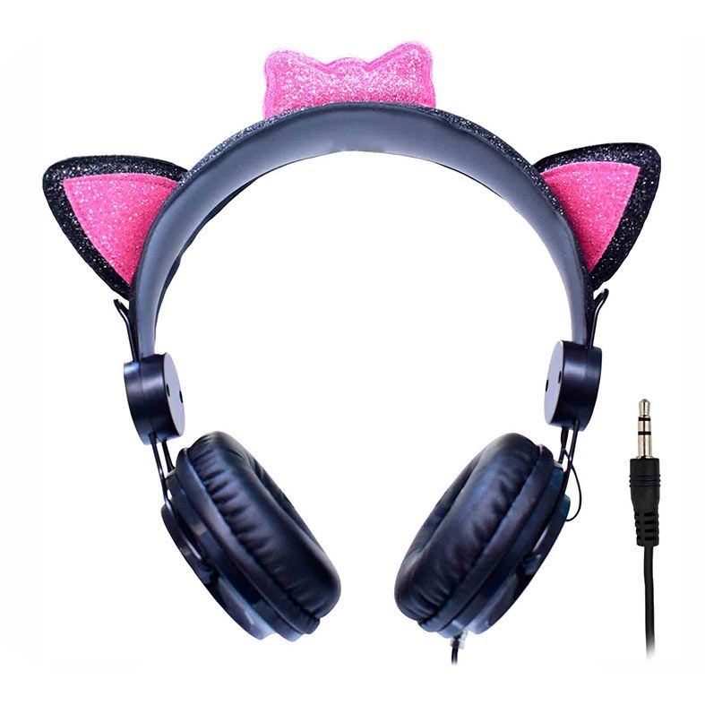 Headphone K-MEX Cat Ear AR30, Preto e Rosa, AR3000S437PRBOX